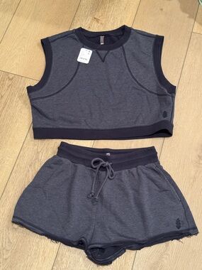 Free People Charcoal Gray Cropped Tank Top